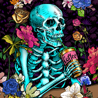 Skull Drinks Coffee -Wallpaper
