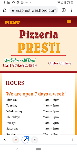 Pizzeria Presti Westford Screenshot 3