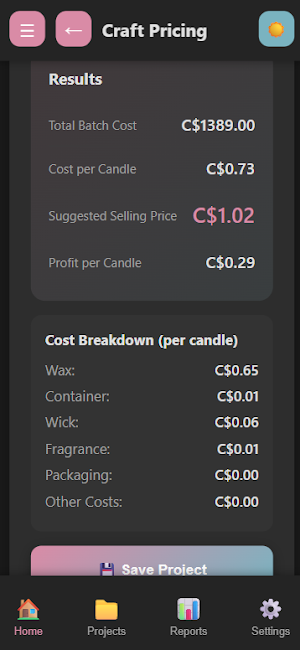 Craft Pricing Calculator Screenshot 3