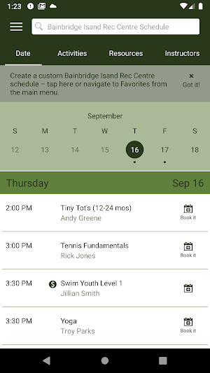Bainbridge Island Rec Center Screenshot 2