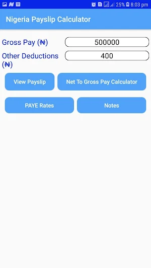 Nigeria Payslip Calculator Screenshot 0