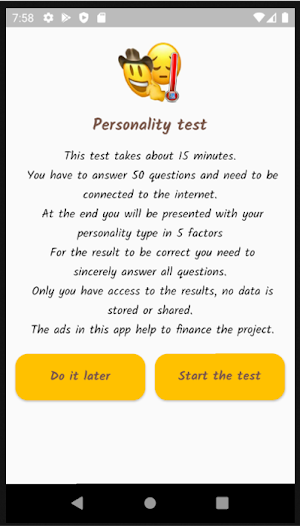 Personality Test Screenshot 0