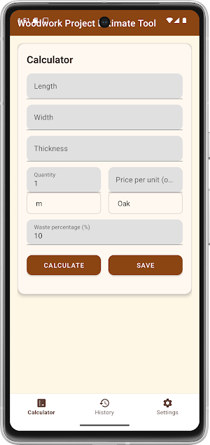 Woodwork Project Estimate Tool Screenshot 0