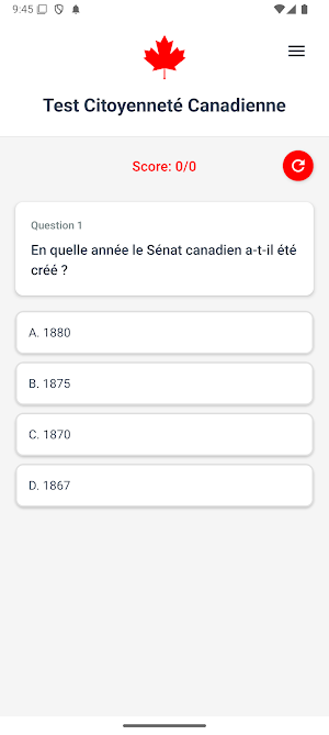Test Citoyenneté Canadienne Screenshot 1