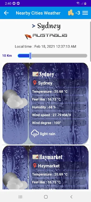 Nearby cities weather Screenshot 0