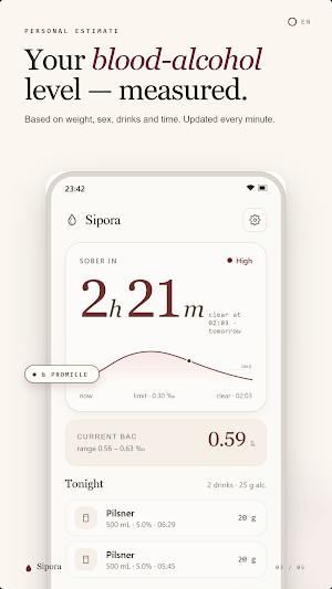 Sipora – Alcohol & BAC Tracker Screenshot 2
