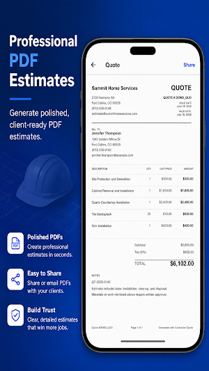 Contractor Estimate & Quote Screenshot 3