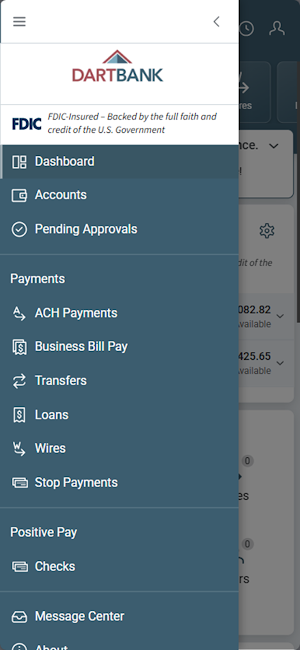 Dart Bank Treasury Management Screenshot 1