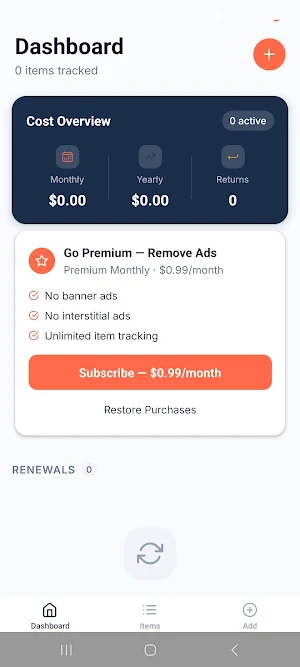 Renew & Return Tracker Screenshot 1