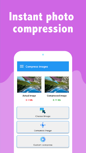 Compress photo size - Mb to Kb Screenshot 1
