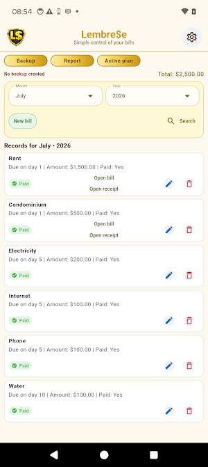 LembreSe – Bills & Due Dates Screenshot 0