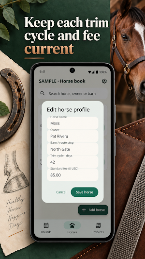 Farrier Schedule & Invoices Screenshot 2
