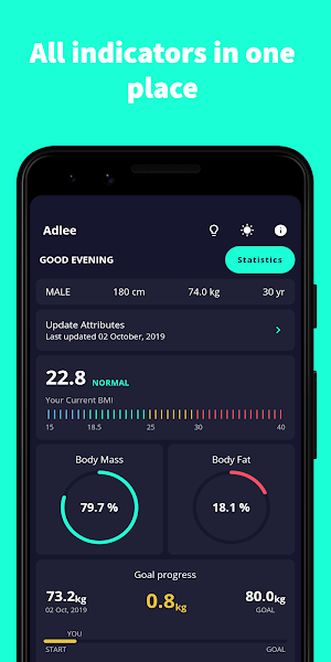 Adlee: BMI score, Weight Diary, Set Weight Goals Screenshot 3
