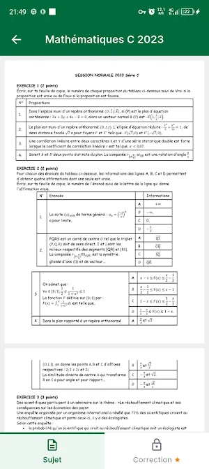 BAC CI - Sujets & Corrigés Screenshot 3