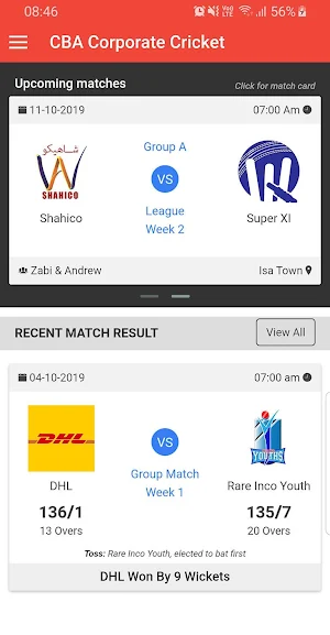 CBA Bahrain Corporate Cricket Screenshot 1