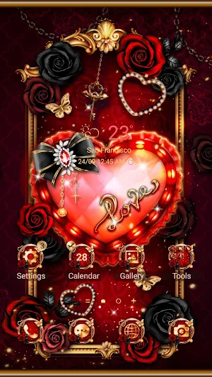 Red Golden Heart - Wallpaper Screenshot 0