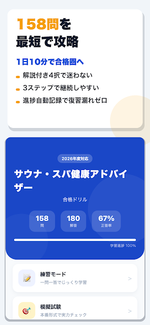 サウナ・スパ健康アドバイザー 合格ドリル Screenshot 0