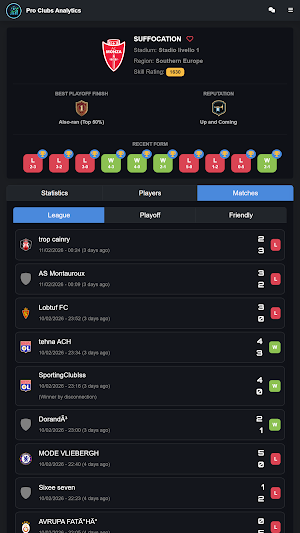 Pro Clubs Analytics Screenshot 1