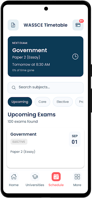 My UniPlan GH: WASSCE Tools Screenshot 1