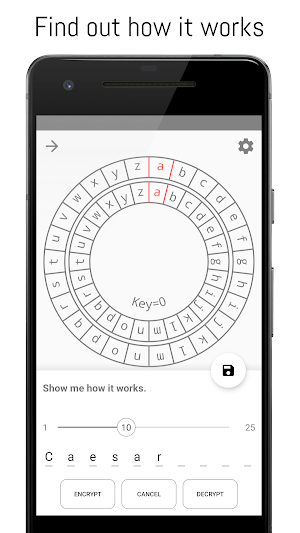 Caesar cipher - Encryption / automatic decryption Screenshot 0