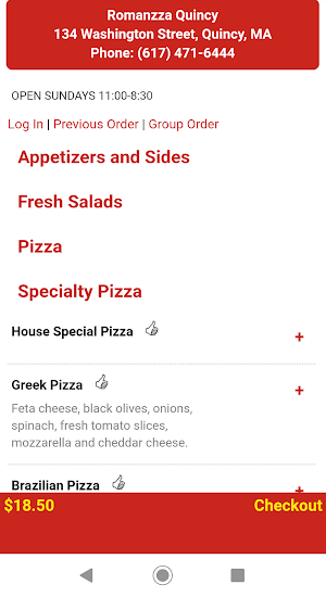 Romanzza Pizza Quincy Screenshot 1