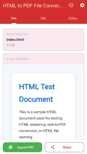 HTML to PDF File Converter Screenshot 1