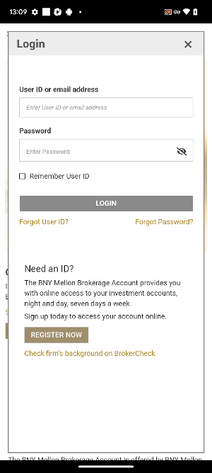BNY Mellon Brokerage Account Screenshot 0