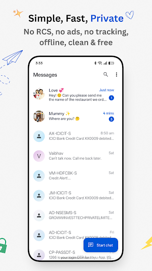 Messages — No RCS, Clean SMS Screenshot 0