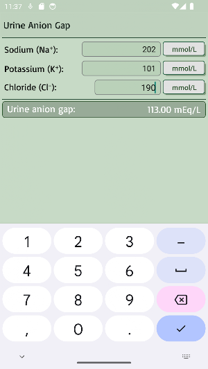 Urine Anion Gap Calculator Screenshot 3
