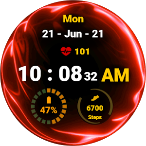 Fluid Red Watch Face Screenshot 2