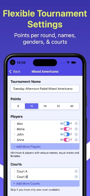 Padel Americano Generator Screenshot 2