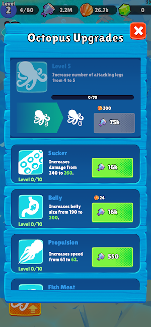 Octopus: Idle Survival Game Screenshot 2