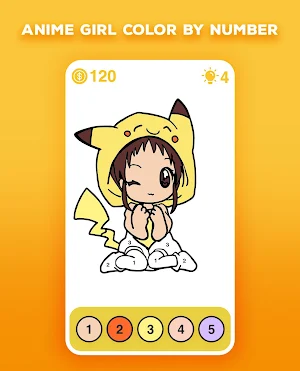 Anime Girl Color by Number - Anime Coloring Book Screenshot 3
