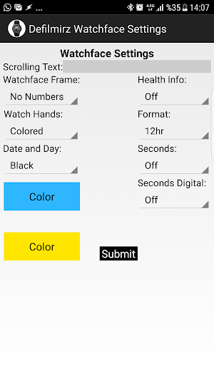 Defilmirz Watchface Settings Screenshot 0