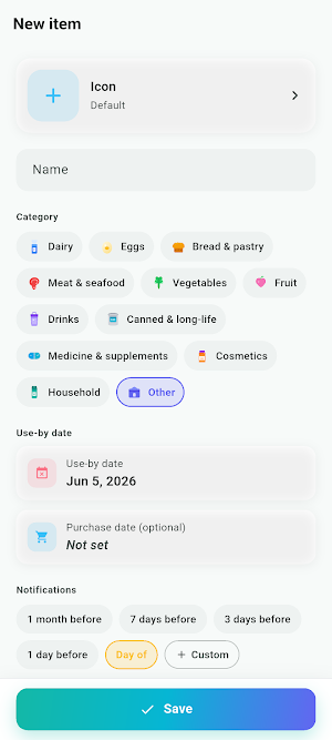 Expiration Alarm - Food & Meds Screenshot 2