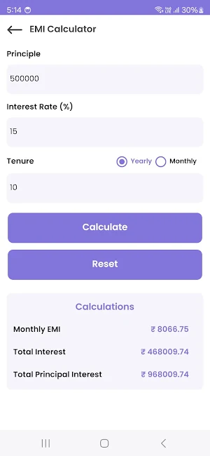 LoanGuru - EMI Loan Calculator Screenshot 2