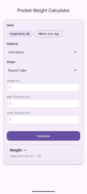 Pocket Weight Calculator Screenshot 0