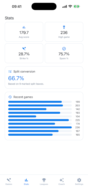 Bowling Tracker: Score Stats Screenshot 1