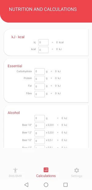 BMI BMR Calculator Screenshot 1