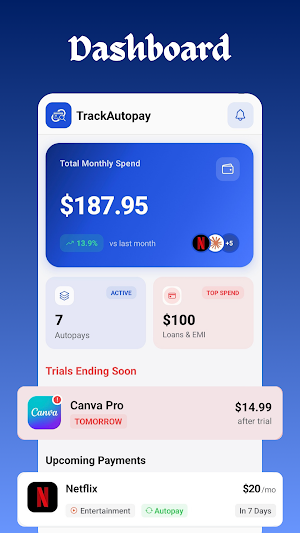 TrackAutopay: Bill Tracker Screenshot 0