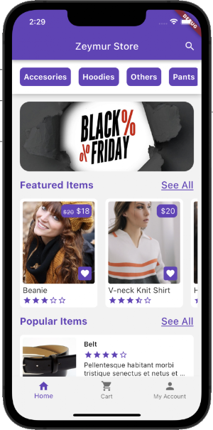 Zeymur Ecommerce Temp2 Flutter Screenshot 0