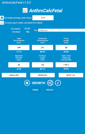 AnthroCalcFetal Screenshot 2