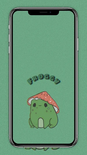 Cute Green Frog Wallpaper Screenshot 0
