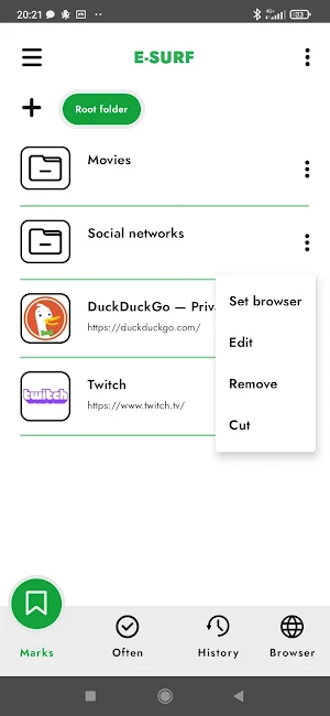 Bookmark manager E-Surf Screenshot 3