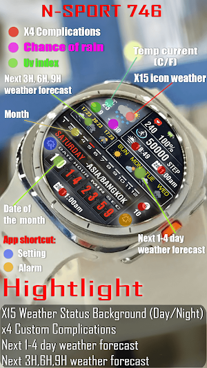 N-SPORT746 Digital Watch Face Screenshot 2