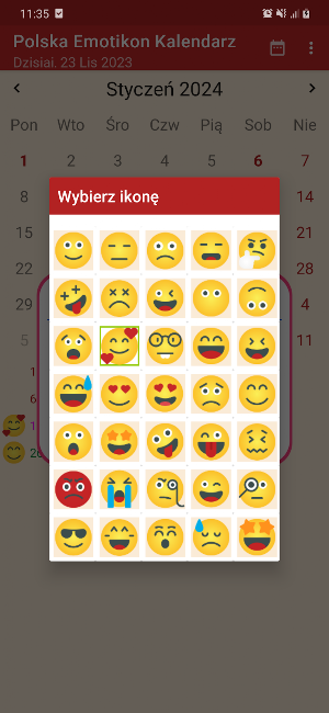 Polska Emotikon Kalendarz Screenshot 2