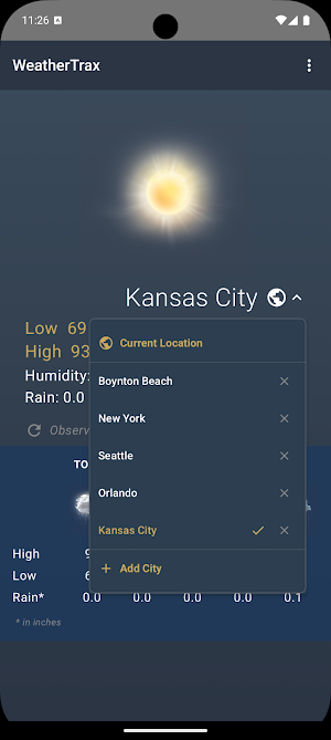 WeatherTrax: Simple Forecasts Screenshot 1