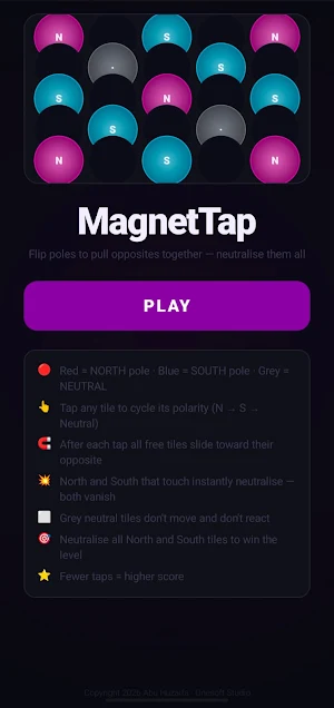 MagnetTap – Polarity Puzzle Screenshot 0