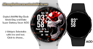 Skull Red Watchface Wear Os Screenshot 1