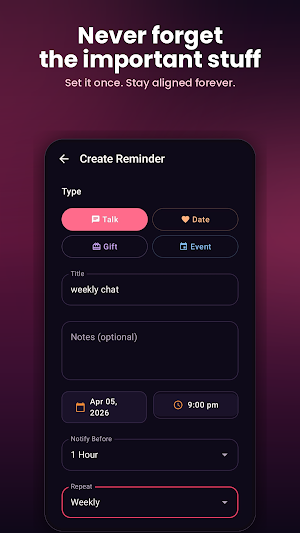 LoveSync - Couples Reminders Screenshot 1